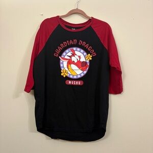 Disney Our Universe Mushu T-shirt womens 2X black baseball style Guardian Dragon